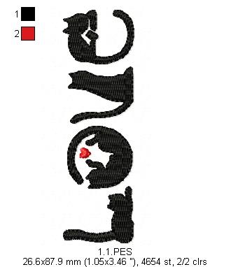 Love Cats - Valentine's Day - Machine Embroidery Design