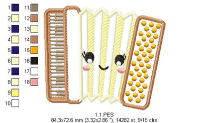 Oktoberfest - Accordion  - Germany  -  Applique  - 7 sizes -  Machine Embroidery Design