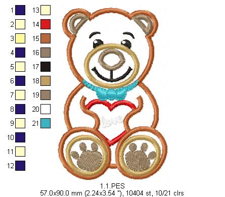 Valentines Love Bear - Applique - Machine Embroidery Designs