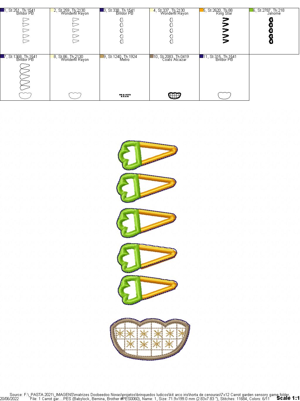 Carrot Garden Sensory Game - ITH Project - Machine Embroidery Design