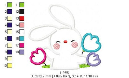 Cute bunny in the burrow - Applique