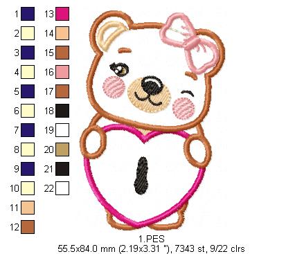 Couple of teddy bears key and lock - Applique - Machine Embroidery Designs