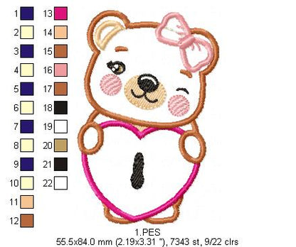 Couple of teddy bears key and lock - Applique - Machine Embroidery Designs