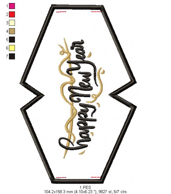 Happy New Year Face Mask - ITH Project - Machine Embroidery Design