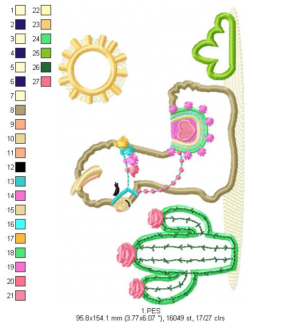 Llama lying down - Applique - 4 Sizes - Machine Embroidery Designs