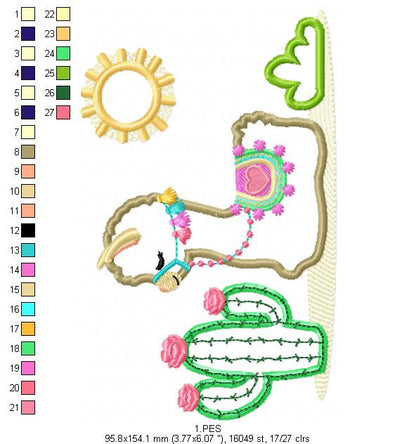 Llama lying down - Applique - 4 Sizes - Machine Embroidery Designs