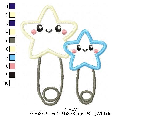 Baby Diaper Pin - Applique-  6 Sizes - Machine Embroidery Designs