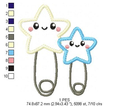 Baby Diaper Pin - Applique-  6 Sizes - Machine Embroidery Designs