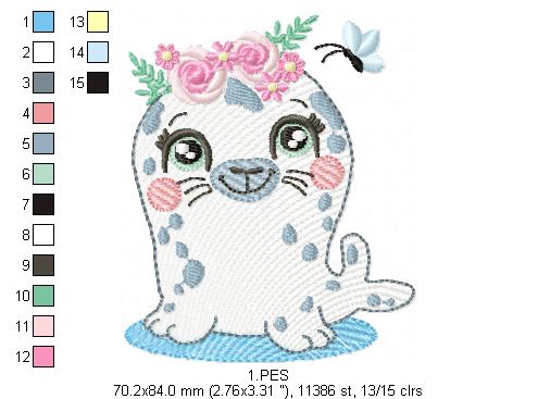 Beautiful Spring Seal - Rippled - 6 sizes - Machine Embroidery Designs