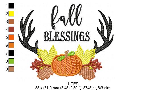 Fall Blessings- Fill stitch / Rippled - 6 sizes - Machine Embroidery Design