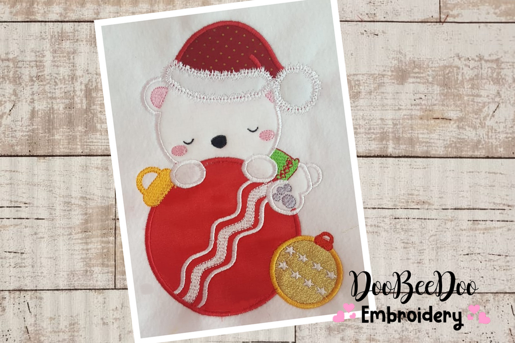 Christmas Teddy Bear  - Applique - 6 Sizes - Machine Embroidery Designs