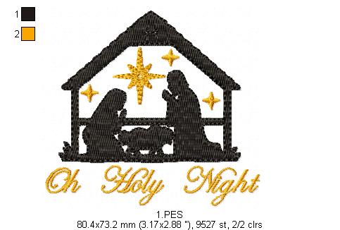 Oh Holy Night -  Nativity - Christmas - Fill STith - 6 Sizes - Machine Embroidery Designs