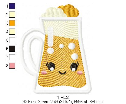 Oktoberfest -   Draft beer  - Germany  -  Applique  - 6 sizes -  Machine Embroidery Design