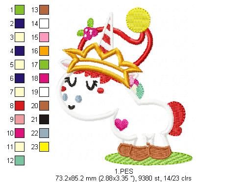 Unicorn Christmas - Applique/ Fill Stitch - 6 Sizes -  Machine Embroidery Design