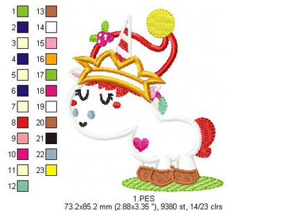 Unicorn Christmas - Applique/ Fill Stitch - 6 Sizes -  Machine Embroidery Design