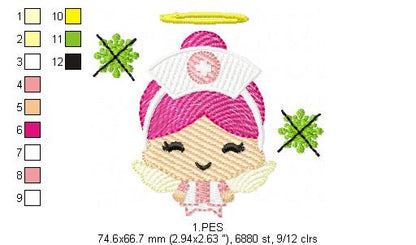 Nurse Embroidery Fill Stitch - 6 sIzes  - Machine Embroidery Design