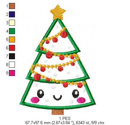 Christmas Tree -  5 Sizes - Applique - Machine Embroidery Design