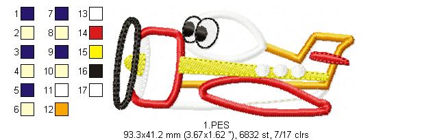 Airplane  - Applique - 6 Sizes - Machine Embroidery Designs