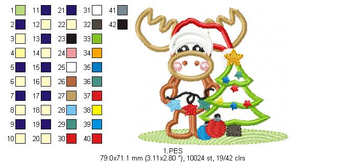 Cute Reindeer  - Applique - 6 Sizes -  Machine Embroidery Design