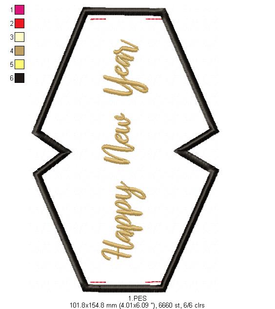 Happy New Year Face Mask - ITH Project - Machine Embroidery Design