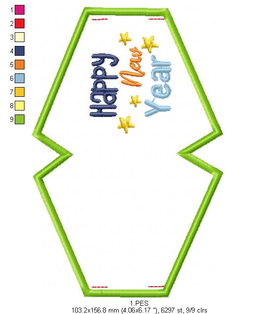 Happy New Year Face Mask - ITH Project - Machine Embroidery Design