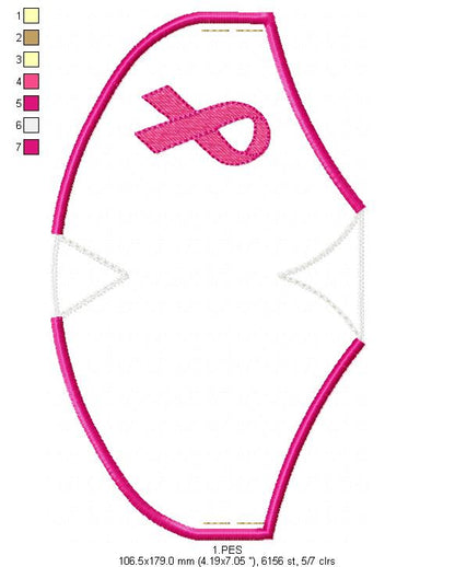 Pink October Face Mask - ITH Project - Machine Embroidery Design