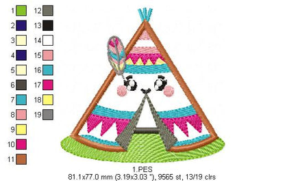 Tee Pee Boho embroidery - Applique - 6 Sizes  - Machine Embroidery Design