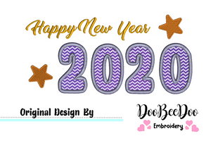 Happy New Year 2020 - Applique -   Machine Embroidery Design