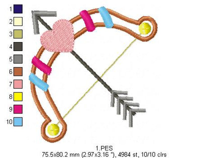Bow and arrow Boho embroidery - Applique - 6 Sizes  - Machine Embroidery Design