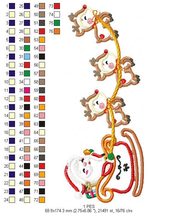 Santa Claus with sleigh - Applique - 5 Sizes - Machine Embroidery Designs