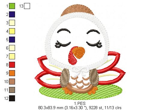 Thanksgiving Turkey Mother- Applique  - 6 sizes - Machine Embroidery Design