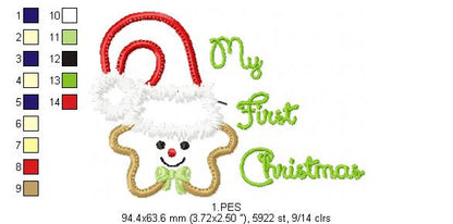My First Christmas Star Boy  - Applique   - 5 Sizes - Machine Embroidery Designs