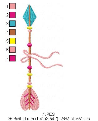 Arrow Boho embroidery - Applique - 6 Sizes  - Machine Embroidery Design