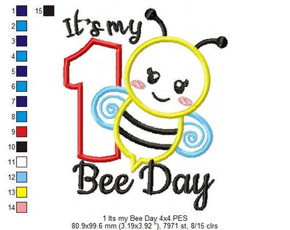 Sweet Bee First Birthday – Appliqué – Machine Embroidery Design