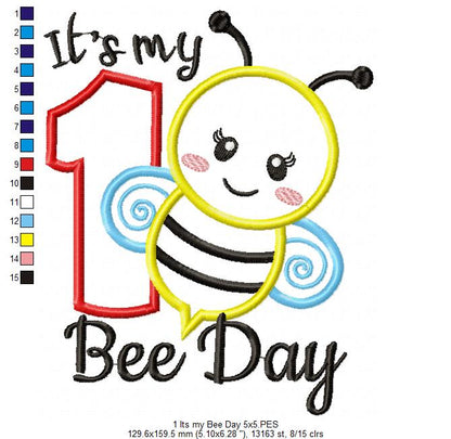 Sweet Bee First Birthday – Appliqué – Machine Embroidery Design