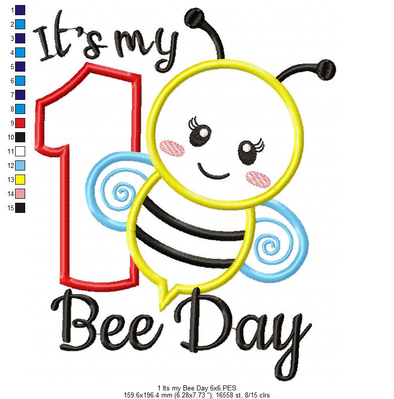 Sweet Bee First Birthday – Appliqué – Machine Embroidery Design