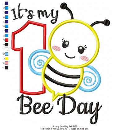Sweet Bee First Birthday – Appliqué – Machine Embroidery Design