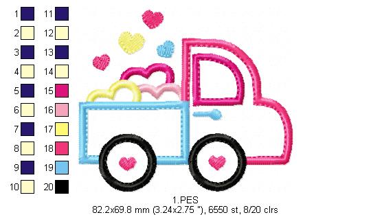 Love truck- Valentine's - Machine Embroidery Design