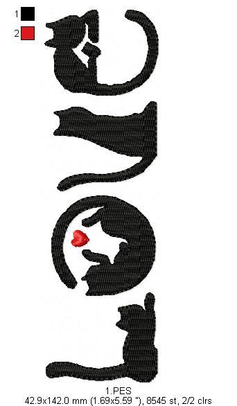 Love Cats - Valentine's Day - Machine Embroidery Design