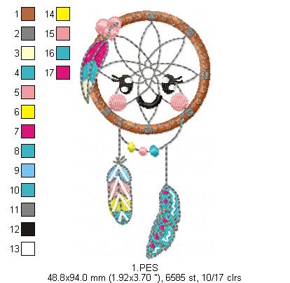 Dreams Catcherr - Applique - 6 Sizes  - Machine Embroidery Design