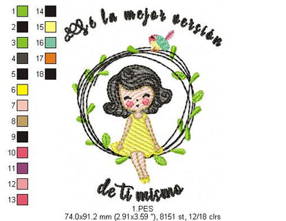 Se la mejor version de ti mismo - Fill Stitch - 6 Sizes - Machine Embroidery