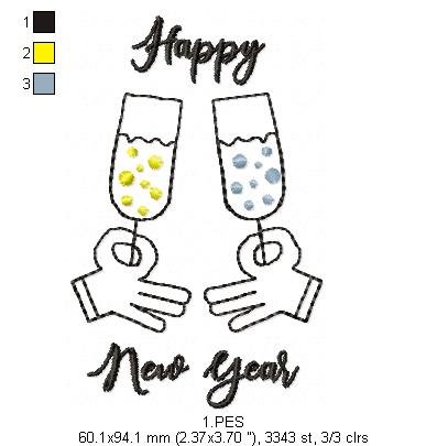 Happy New Year - Fill Stitch - Machine Embroidery Design