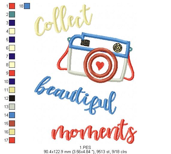 Photographic Camera - Applique -  6 Sizes - Machine Embroidery Design