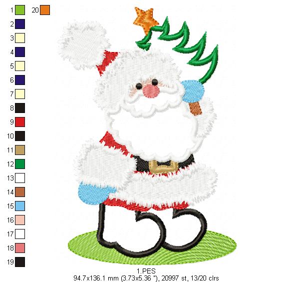 Santa Claus -  Applique / Fill Stitch - 6 Sizes - Christmas - Machine Embroidery Design