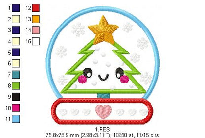 Christmas Tree Globe - Applique - 6 Sizes - Machine Embroidery Design