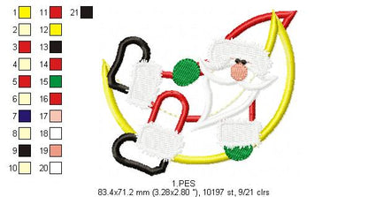 Santa Claus on the Moon - Applique - 6 Sizes - Applique - Machine Embroidery Designs