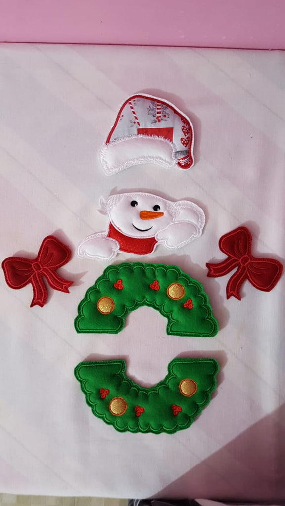 Snowman Wreath Christmas - ITH Project - Machine Embroidery Design