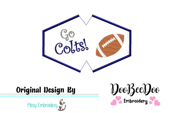 Go Colts! In The Hoop Face Mask - ITH Applique - 3 Sizes - Machine Embroidery Design