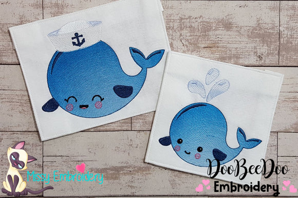 Sailor Whale and Cute Whale - Fill Stitch - Set of 2 designs