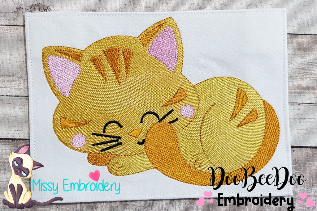Ginger Kitty - Fill Stitch Embroidery
